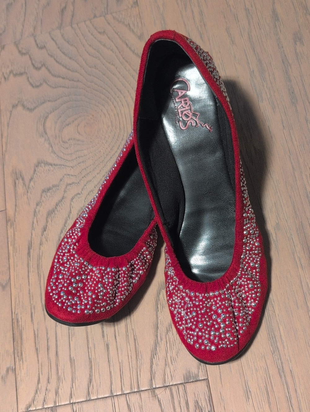 Carlos by Carlos Santana Red Jeweled Ballet Flats, Size 9M